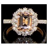 14kt Rose Gold 2.13 ct  Morganite & Diamond Ring