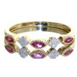 14kt Gold Natural Burmese Ruby & Diamond Band