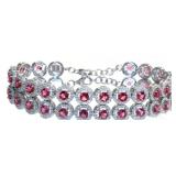 Round 14.50 ct Ruby Halo Designer Bracelet