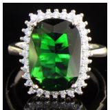 Cushion Cut 6.44 ct Emerald Dinner Ring