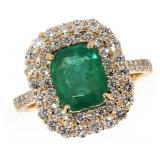 14k Gold 2.61 ct Natural Emerald & Diamond Ring