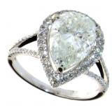 14kt Gold 3.51 ct Pear Cut Diamond Ring