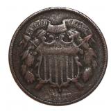 1868 Two Cent Copper Nickel