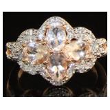 29Natural 1.88 ct Morganite & Zircon Designer Ring