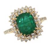 14k Gold 2.91 ct Natural Emerald & Diamond Ring