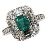 14k Gold 2.54 ct Natural Emerald & Diamond Ring