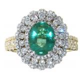 14kt Gold 2.48 ct Natural Emerald & Diamond Ring