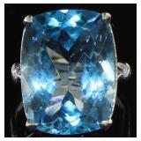 Natural 22.75 ct Swiss Blue Topaz Designer Ring