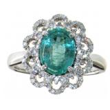 14kt Gold 2.41 ct Natural Emerald & Diamond Ring