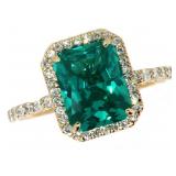 14k Gold 4.18 ct Paraiba & Diamomd Ring