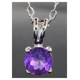 Genuine African Amethyst Solitaire Pendant