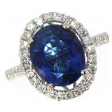 14k Gold 6.77 ct Sapphire & Diamond Ring