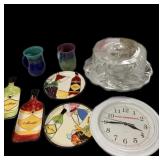 Cake Plate, Oval Bowl, Vase, Clock & More-All