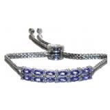 Tanzanite & White Sapphire Designer Bolo Bracelet