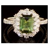 14kt Gold 2.51 ct Green Tourmaline & Diamond Ring