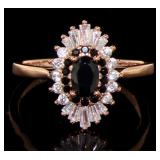 Elegant 1.66 ct Black & White Topaz Baguette Ring