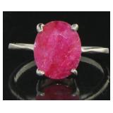 Natural Oval 4.07 ct Ruby Solitaire Ring