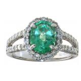 14kt Gold 2.59 ct Natural Emerald & Diamond Ring