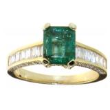 14kt Gold 2.55 ct Natural Emerald & Diamond Ring