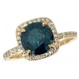 14k Gold 2.44 ct Round Blue Diamond Ring