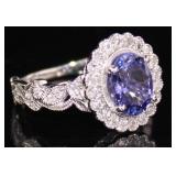 14k Gold 2.26 ct Tanzanite & Diamond Ring