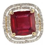 14k Gold 10.25 ct Ruby & Diamond Ring