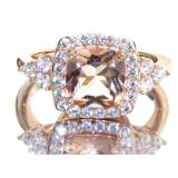 Cushion Cut 4.10 ct Morganite Designer Ring