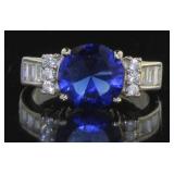 Round 2.50 ct Sapphire & Baguette Ring