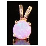 Rose Toned Pink Opal Solitaire Pendant