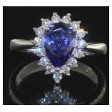 Pear Cut 2.11 ct Tanzanite Designer Ring