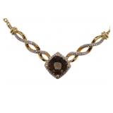 Natural Smoky Quartz & Diamond Accent Necklace