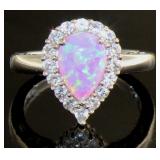 Pear Cut Pink Opal Designer Ring