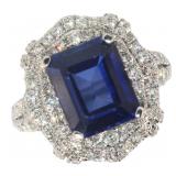 14k Gold 7.70 ct Sapphire & Diamond Ring