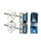 Natural 2.00 ct London Blue Topaz Stud Earrings