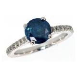 14k Gold 2.27 ct Round Blue Diamond Ring