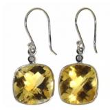 Genuine 7.11 ct Citrine & Diamond Earrings