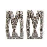 Brilliant White Sapphire "M" Stud Earrings