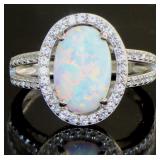 Elegant White Opal Split Shank Designer Ring