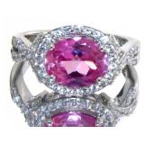 Oval 3.10 ct Pink & White Sapphire Designer Ring