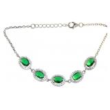 Oval 6.50 ct Emerald Halo Bolo Bracelet