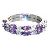 Marquise Cut Amethyst & White Sapphire Band