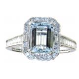 14k Gold 2.00 ct Aquamarine & Diamond Ring