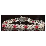 Genuine 5.00 ct Ruby & Diamond Accent Bracelet