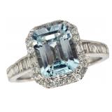 14k Gold 2.53 ct Aquamarine & Diamond Ring