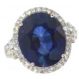 14k Gold 10.94 ct Oval Sapphire & Diamond Ring