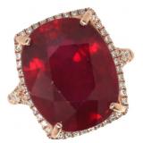 14k Gold 17.28 ct Ruby & Diamond Ring