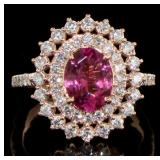 14K Rose Gold 2.75 ct Tourmaline and Diamond Ring