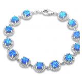 Round 15.50 ct Australian Blue Opal Bracelet