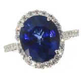 14k Gold 6.59 ct Oval Sapphire & Diamond Ring