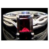 Step Cut 2.80 ct Garnet & Diamond Ring